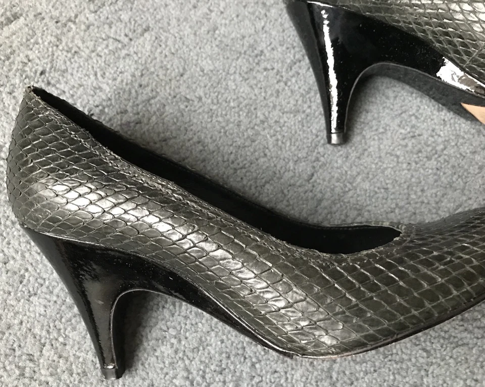 ALL SAINTS Leather Heels Stiletto Shoes Metallic Gunmetal 37, 4 £195 Black - Image 3 of 4