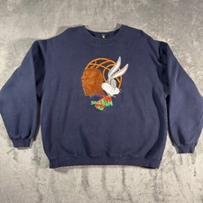 Vintage 90s Space Jam Sweatshirt Mens Size XL Bugs Bunny Michael Jordan Faded