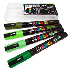 Uni POSCA PC-3M Art Marker Paint Pens Wallet of 4 Green Tones