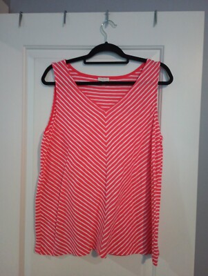 Talbot's Outlet Coral And White Striped Tank NWT Women's Size XL