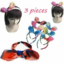 3 Pieces Women's Tie Dye Bow Knot Headbands Knotted Wide Hair Hoop Band Headwear
