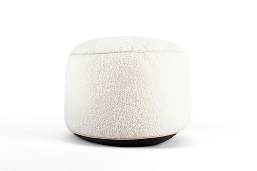 Teddy Boucle Round Footstool Bean Bag Pouffe Ottoman Low Seat 45cm x 25cm - Imagen 2 de 8