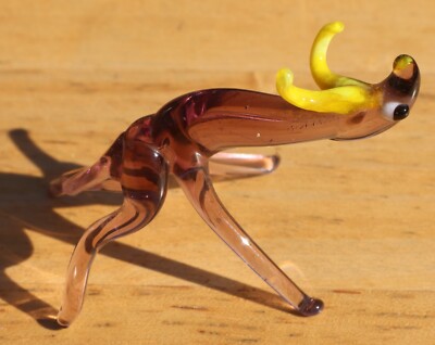 (1026) Vintage Lampwork Kunst Glas niedlicher Hirsch Hirsch gelbes Geweih. Kostenloser Versand in UK