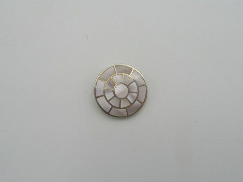 Ciondolo tondo sterling con intarsio madreperla timbrato 925 retro dettagliato - Foto 3 di 5