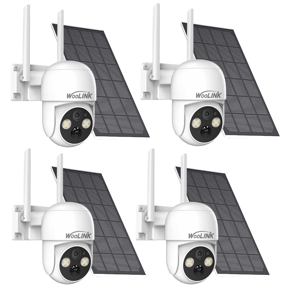 4Pcs Wireless Solar Security Camera Outdoor WiFi Solar Powered PTZ IP Camera 360