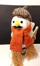 Fall Autumn Whimsical Felt Plaid Tweed Bird with Scarf & Hat Target? Collectable