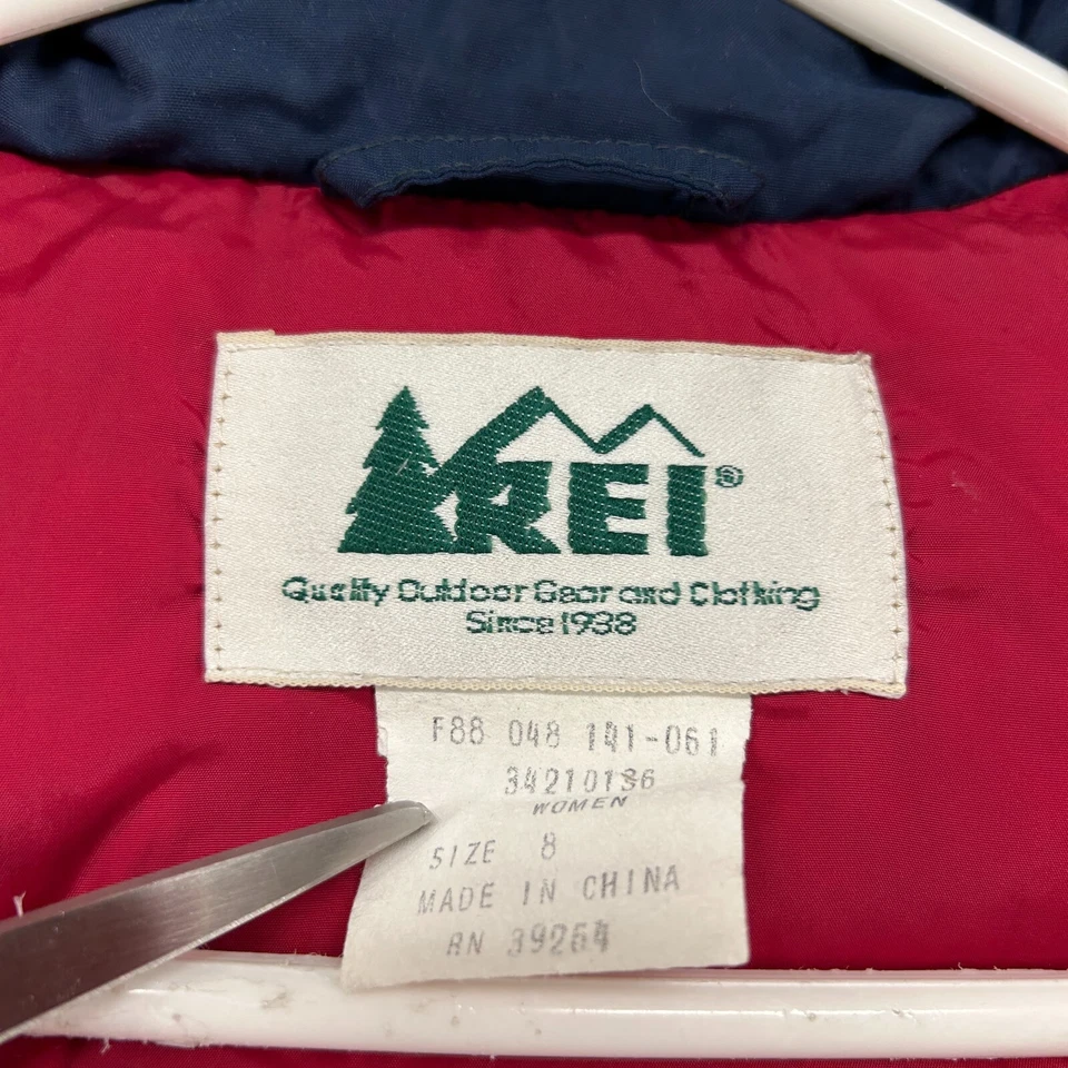 Chaleco REI de colección para mujer 8 bolsillos acolchados azules con cremallera a presión de nailon años 90 Foto 4 de 4