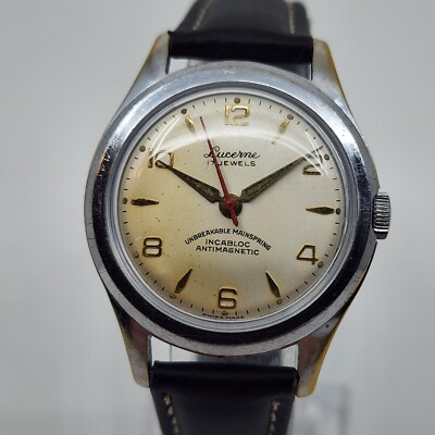 Vintage Lucerne Manual Wind Stainless Steel Mens Watch - GOOD SHAPE