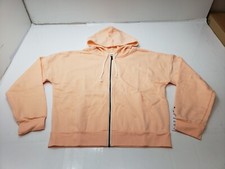 Reebok Core 10 Womens Jacket Hooded Full Zip Soft Fleece Coral Pink Size L NWT