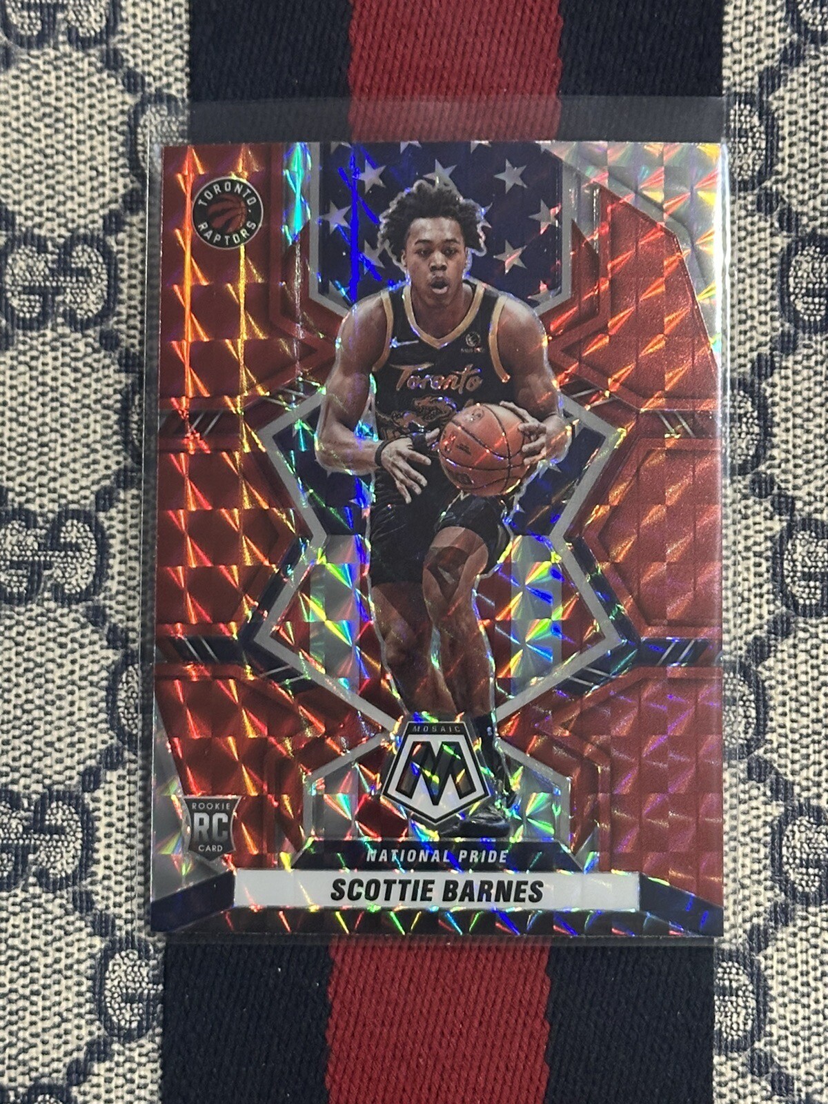 2021-22 Panini Mosaic Basketball Scottie Barnes National Pride Red Mosaic #257