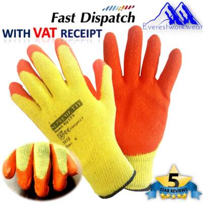 Premium Latex beschichtete Gummi Sicherheit Arbeitshandschuhe Bauherren Bau Gartenarbeit