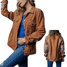 Savanna Jane Size Medium Corduroy Shacket Embroidered Corduroy Jacket