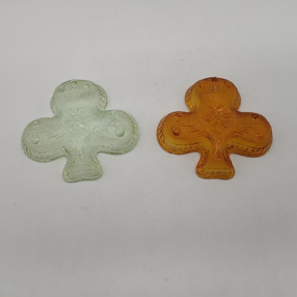 Clover Candy Dish Club Amber And Green eBay