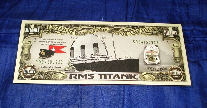 THE TITANIC ON A MILLION DOLLOR NOVELTY COLLECTIBLE BILL