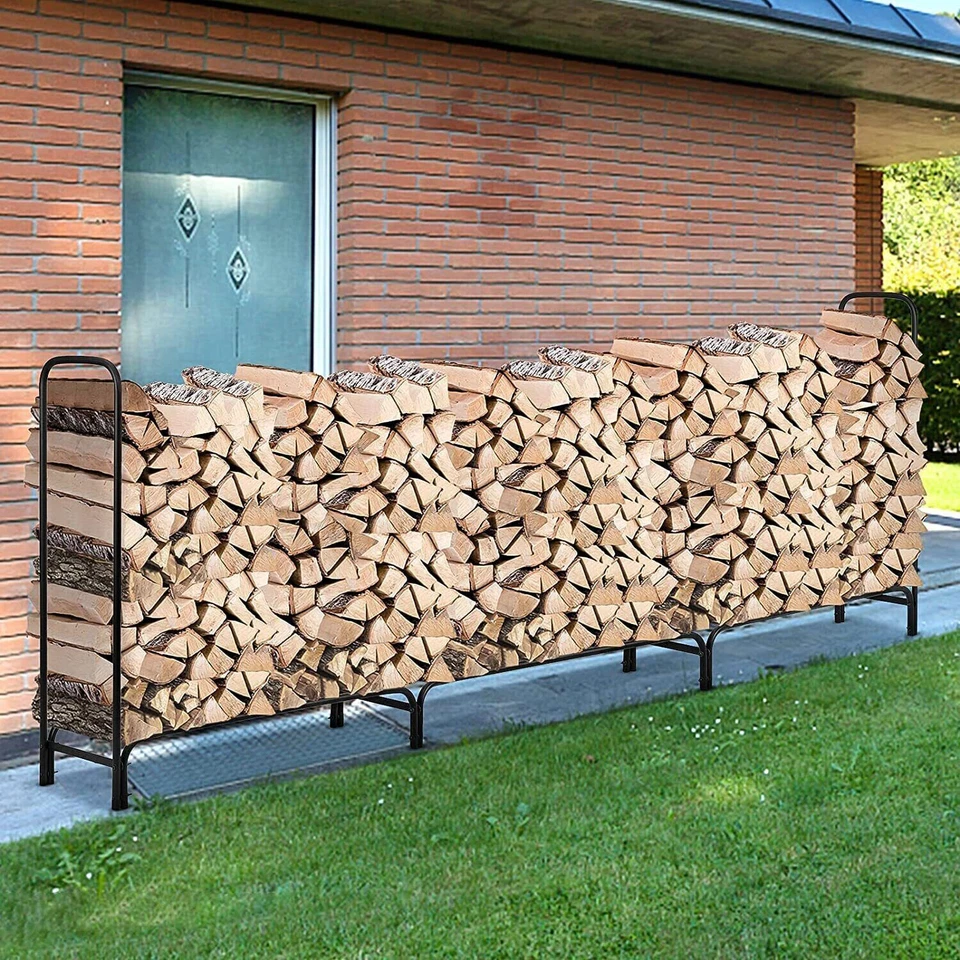 XXL Steel Firewood Rack Freestanding Fire Log Wood Large Holder Storage Solution - Image 2 of 4