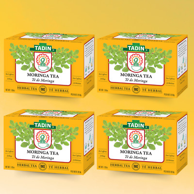 Tadin Moringa Tea, 24 Bags 1.02 oz, Herbal & Caffeine-Free (4-Pack)