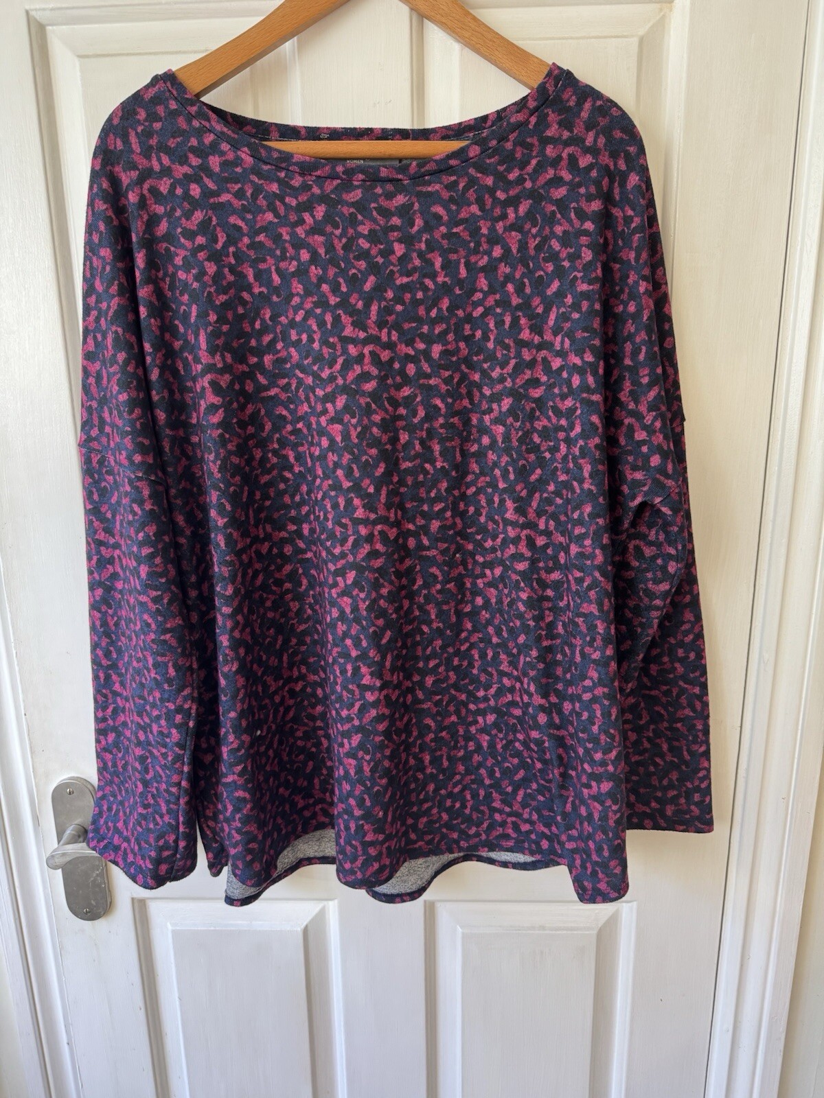 Woman Used Nutmeg UK 20 EU 48 Pink & Navy Pullover Over Shirt Top Long Sleeves