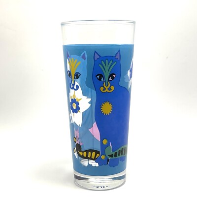 Vtg Ritzenhoff Cats Drinking Glass by Anna Gili Italian Artist Made In Germany