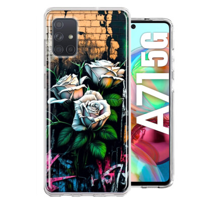 For Samsung Galaxy A71 5G Shockproof Case White Roses Graffiti Art