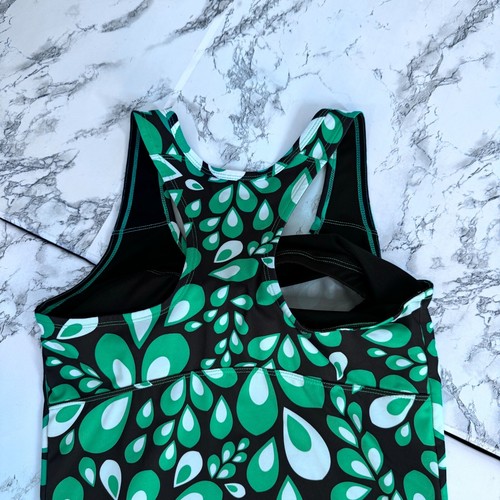 The North Face Tank Top Racerback Shelf Bra Abstract Floral Green Black Small - Picture 5 of 12