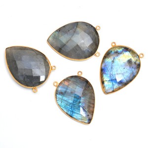 Authentic Gold Plated Silver Bazel Labradorite Connector Pear faceted suppliers Finding 