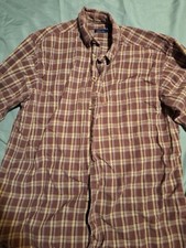 Izod Mens Flannel Shirt Medium Red Plaid Button Down Long Sleeve