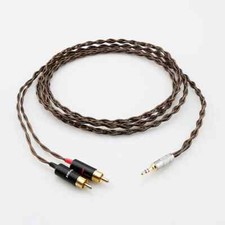 Silver Plated OFC Copper Wire HiFi Audio Video Cable 3.5mm Plug to 2 RCA Male