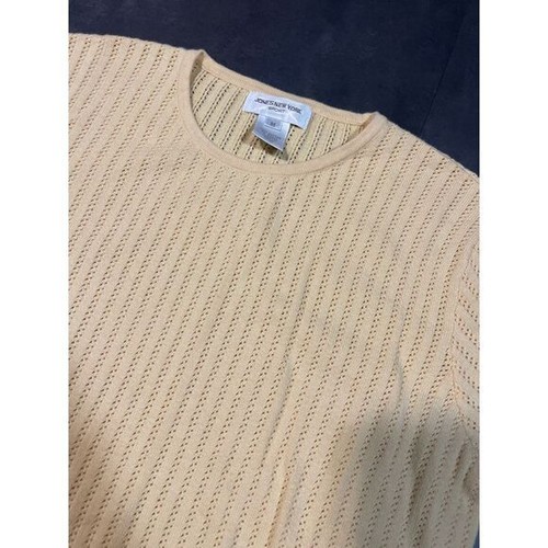 Jones New York beige gerippter Kurzarm Pullover - Größe M B-117 - Bild 3 von 4