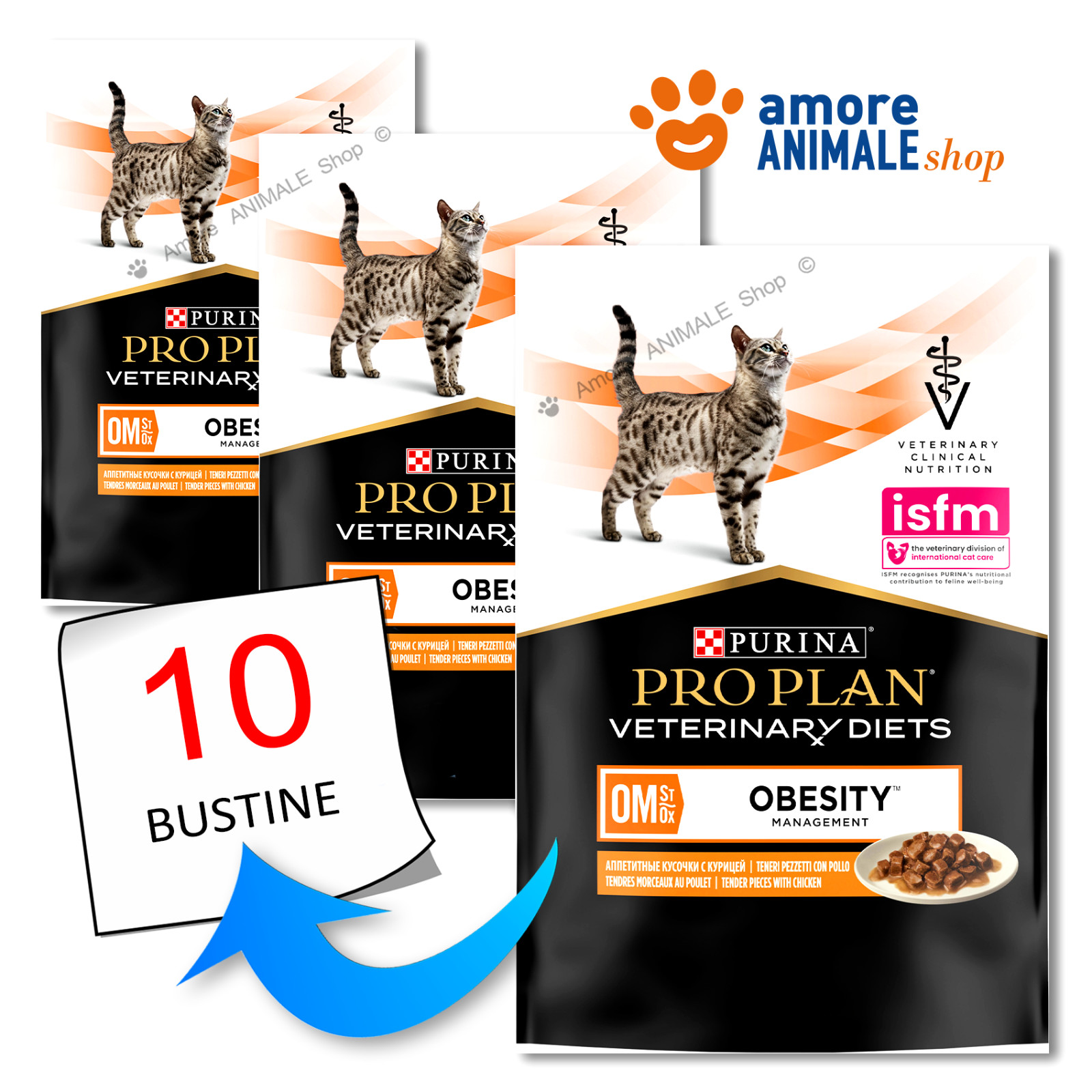 PURINA PRO PLAN Veterinary Diets Feline OM ST/OX - Obesity Management Pollo - 10 x 85 g img 2