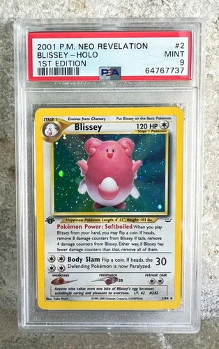 2001 Pokemon P.M. Neo Revelation 1st Edition Blissey Holo 2/64 PSA 9 - Low Pop!