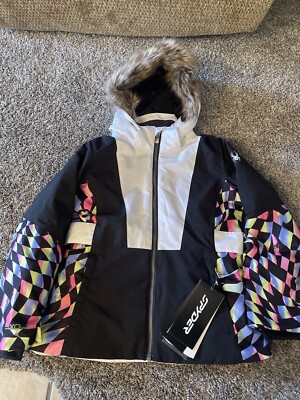 NWT Spyder Girls Lola Snow Ski Snowboard Jacket Black Sz 12