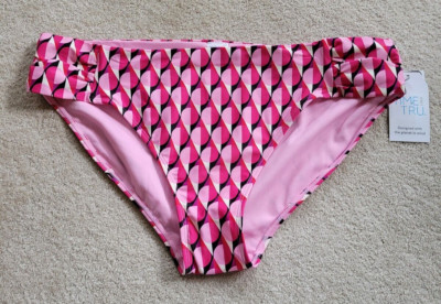 TIME AND TRU MIX & MATCH SWIM BOTTOM Pink Print Bikini Bottom Sz 1X (16W - 18W)