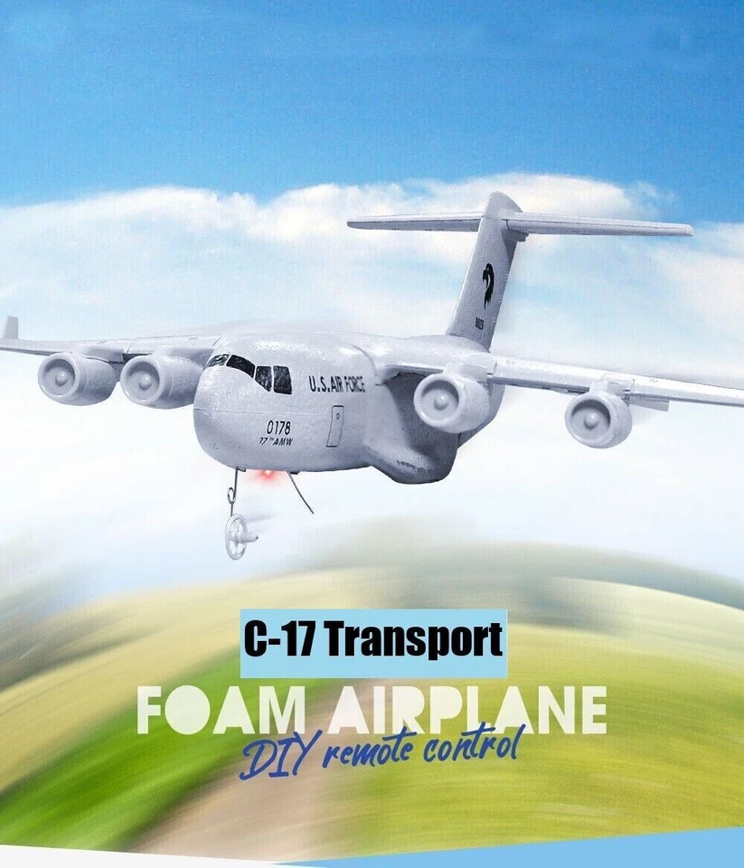 US Army C-17 Transport 14.6" Wingspan DIY RC Airplane 2.4G Gyro Aircraft Glider - Image 2 of 4