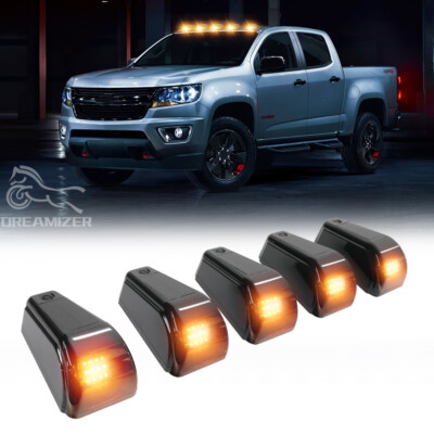 5Pcs 12LED Truck Wireless Solar Powered Cab Roof Lights Amber For Chevy Colorado