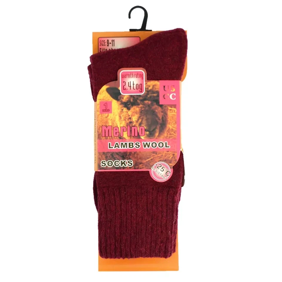 6 pares de meias térmicas femininas resistentes inverno quente lã de cordeiro merino 2,4 Tog - Imagem 2 de 3