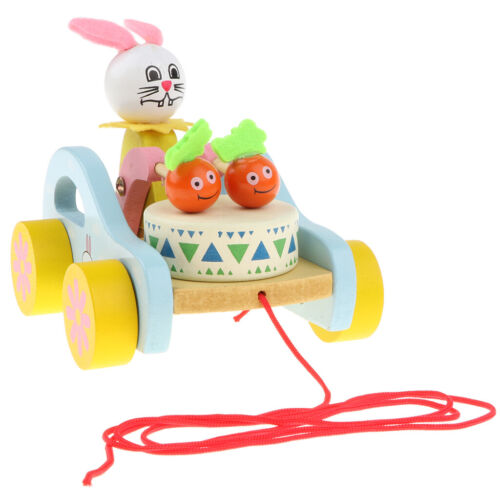 Wooden Pull Along RabbitToy For Baby Boy & Girl Early Educational Toy - Picture 1 of 7