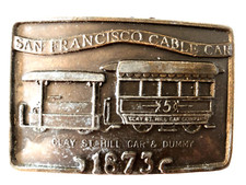 1873 COMMEMORATIVE SAN FRANCISCO CABLE CAR BELT BUCKLE VINTAGE 1980'S