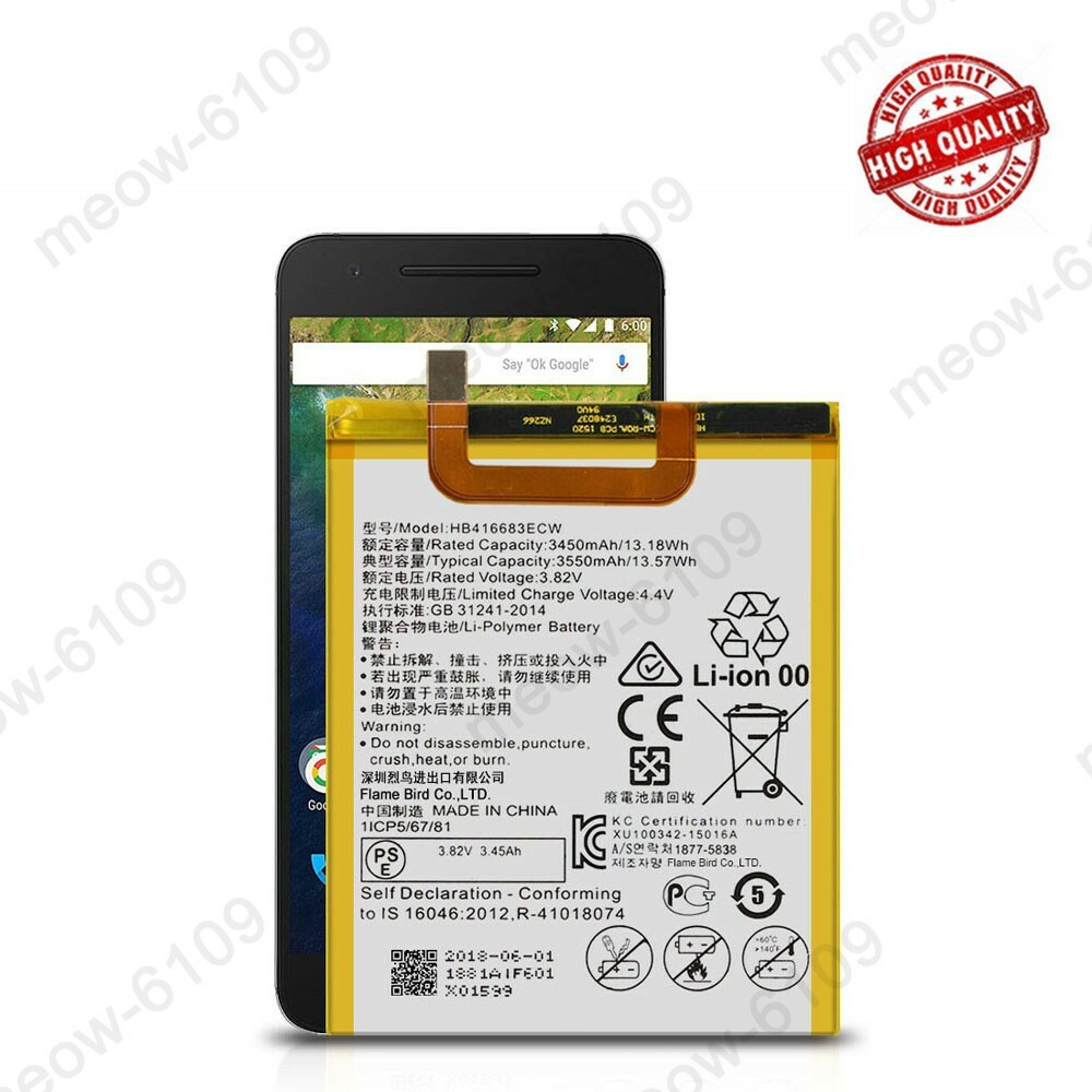 Battery Fits With Google Huawei Nexus 6P Replacement Battery