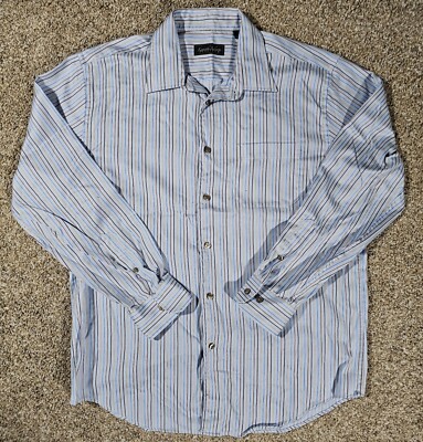 kenneth roberts dress shirts Kenneth Roberts Platinum Shirt Men's Size Large Blue Green Striped Button Up