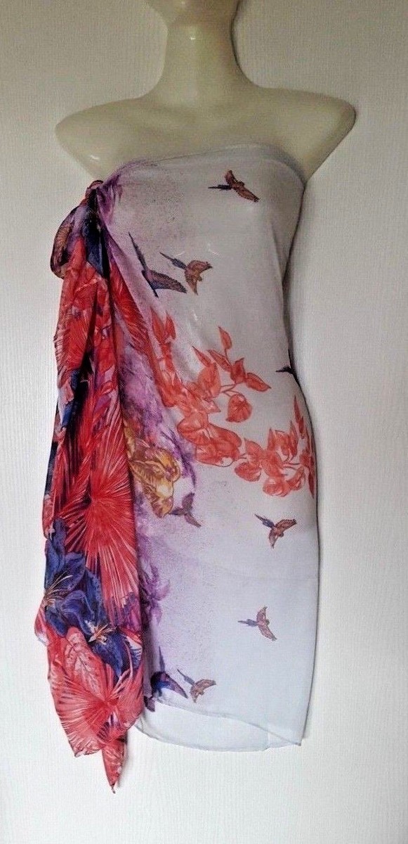 Paréo Beige 185x80 Cm En Viscose Avec Broderies Et Pompons - Taille Unique
