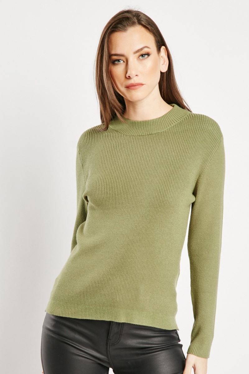 Ribbed Knitted Plain Jumper Sweater Womens Ladies Top Pullover