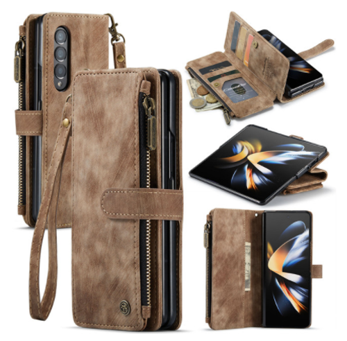 Men/Women Zipper Leather Magnetic Card Slot Flip Wallet Phone Case With Wristlet - 第 8/10 張圖片