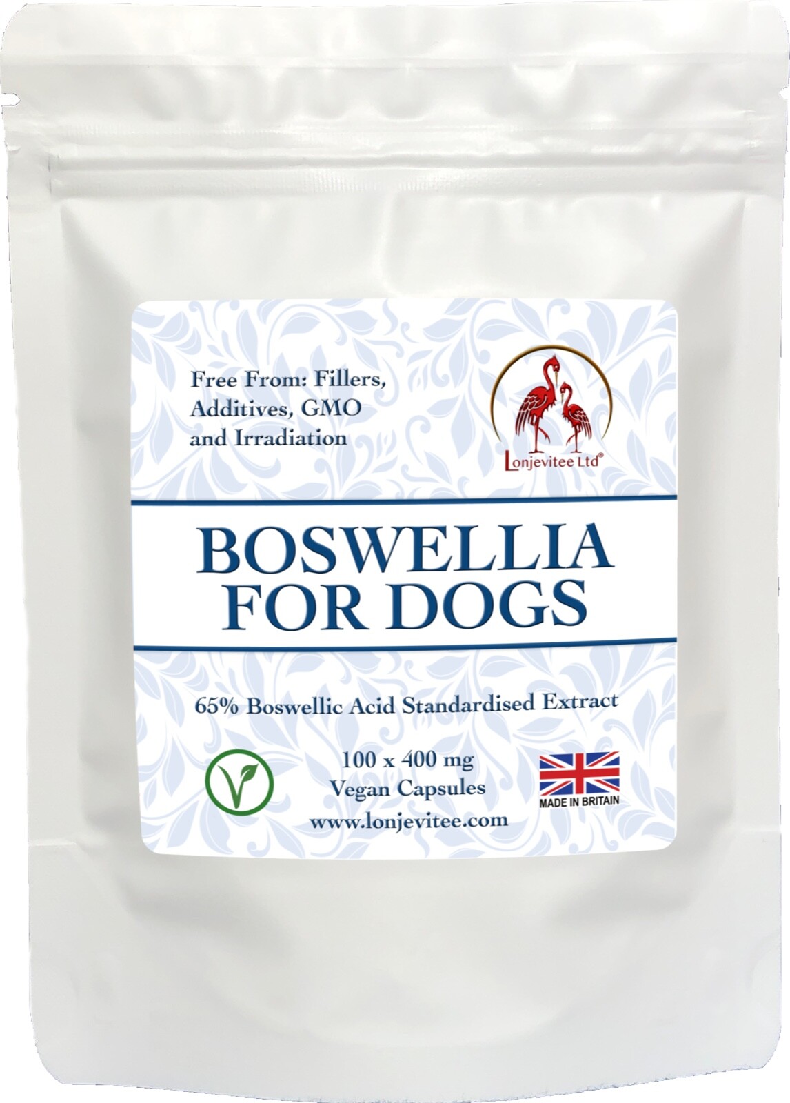 Boswellia for Dogs 100 x 400 mg vegan capsules