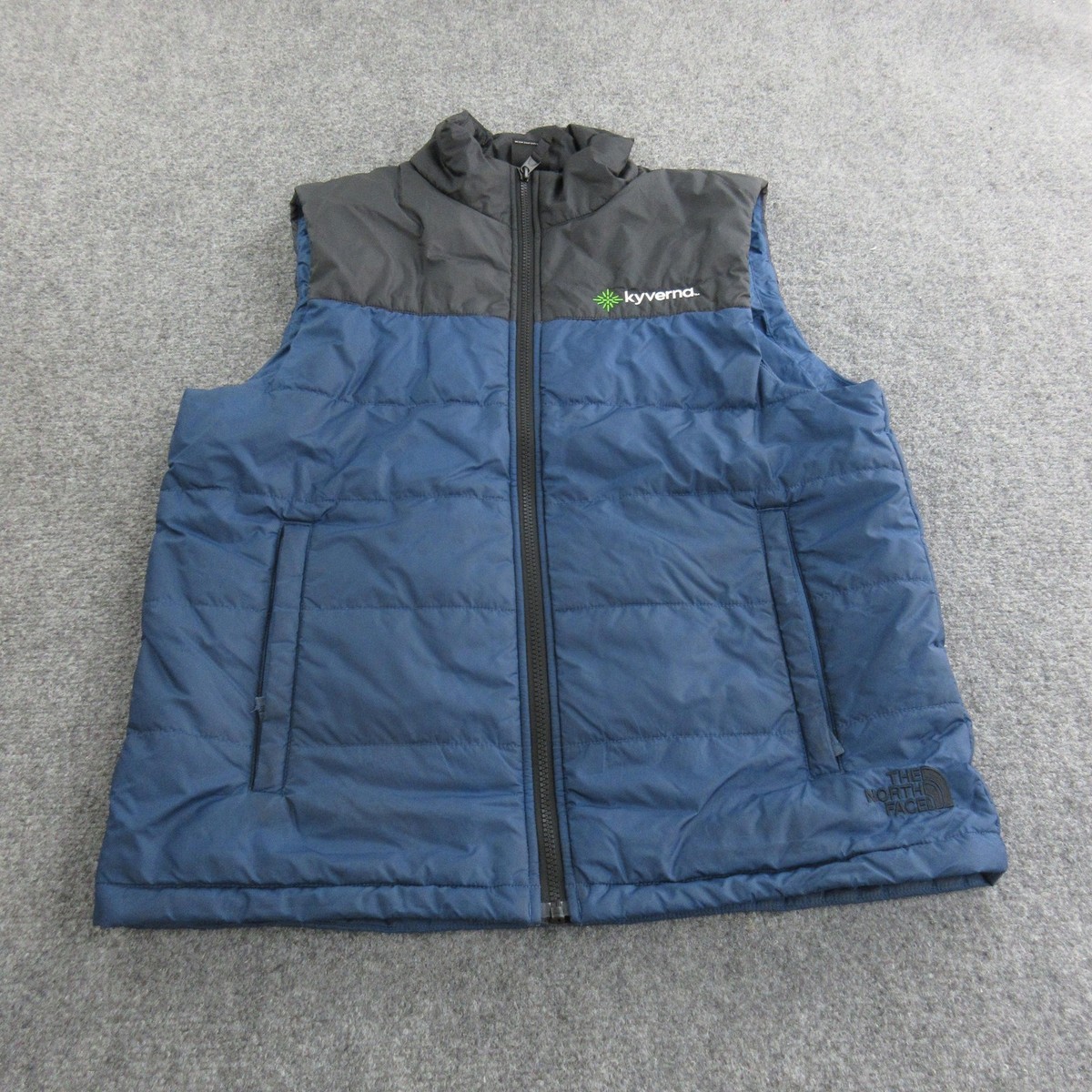 The North Face Vest Mens Medium Blue Gray Insulated Puffer Full 