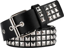 Black Studded Belt Punk Belt Rock Rivet Belts with Bright Pyramid Studded Belt f