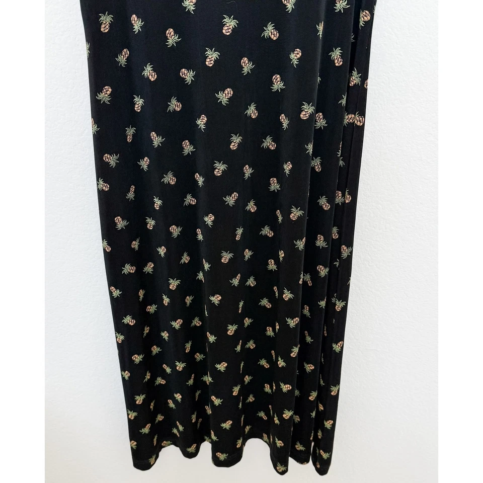 VTG 90 Coldwater Creek Womens Dress Size PXL Liquid Knit Fruit Maxi Tropical - Image 3 of 4