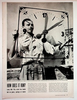 1951 Alves da Silva Mysterious Clock Magazine Article Ephemera Page