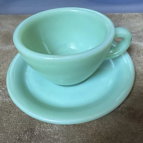 Fire King Jadeite Restaurant Oven Ware Coffee/Tea Cup & Saucers