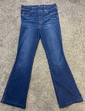 SPANX Flare Jeans Women  s Medium Pull-On Stretch Dark Wash Mid Rise Denim Pants