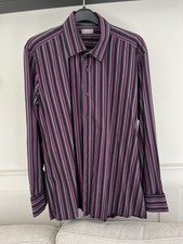 shirt 16.5 neck Purple And Black Stripe Jeff Banks Large Fold Over Cuff vintage
